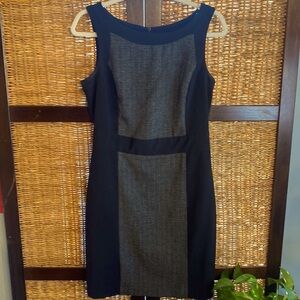 IZ Byer size 9 sleeveless gray dress with black trim and belt accent